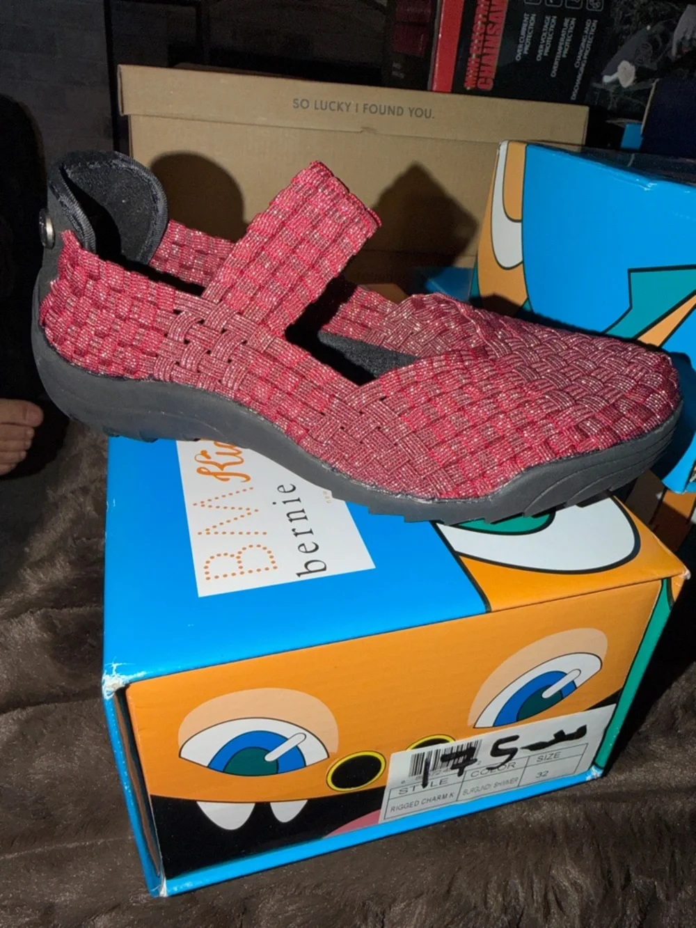 bernie‎ mev. Kids Woven Mary Jane Sandals in Red
